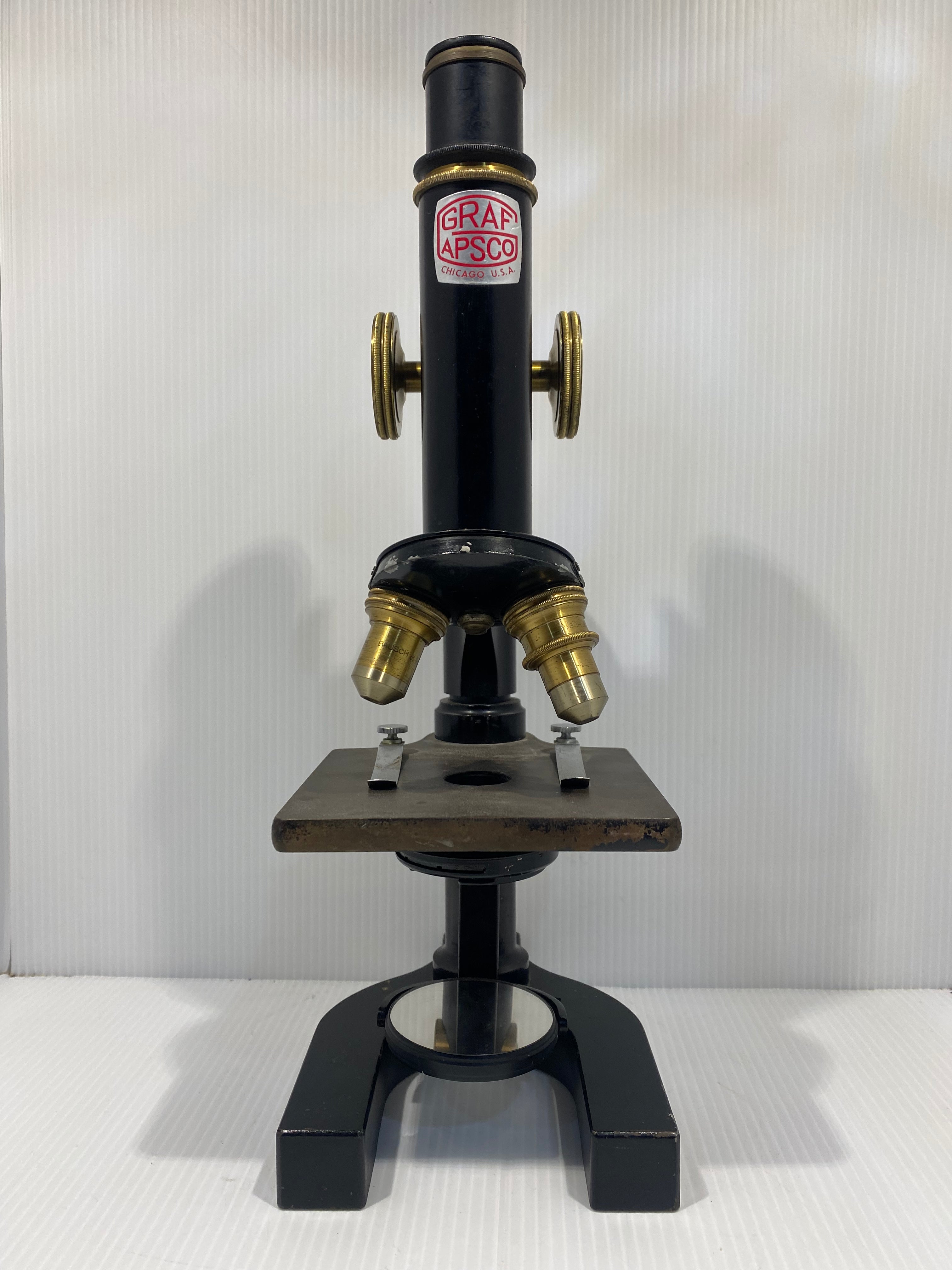 vintage Graf Apsco laboratory microscope 1946
