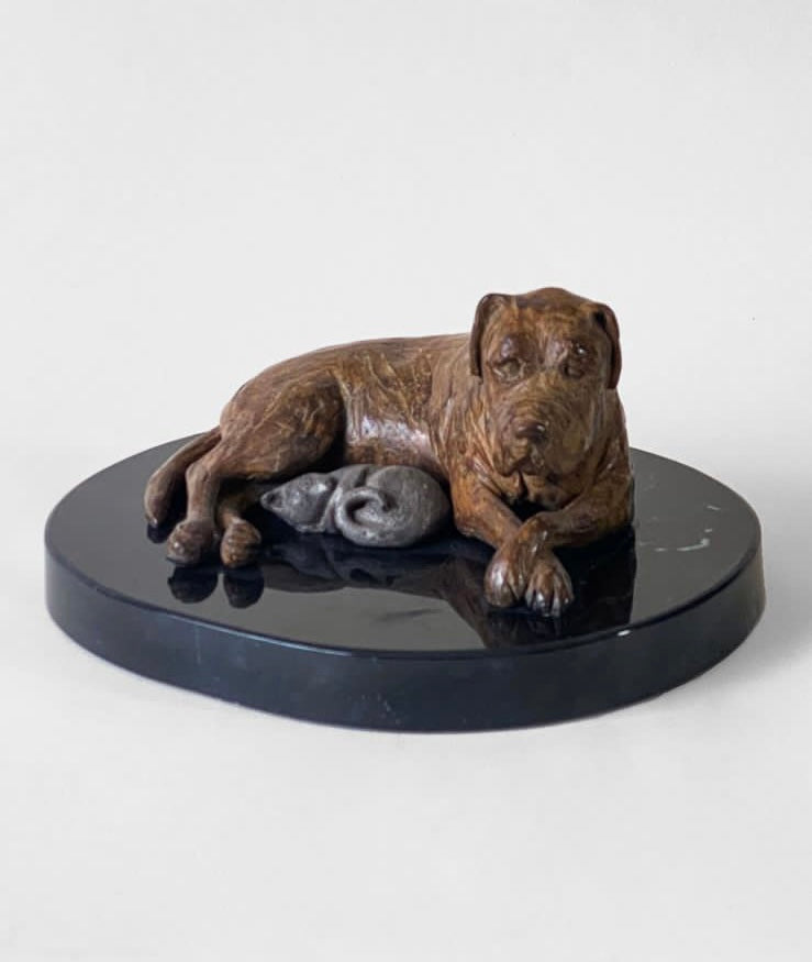Francesca dalla Benetta bronze sculpture “ Come cani e gatti “  2021