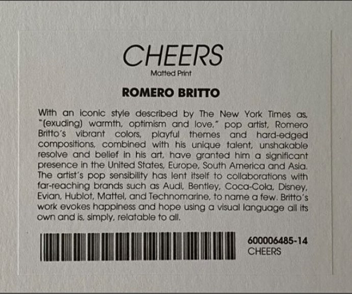 Romero Britto,  serigraphy “ Cheers “