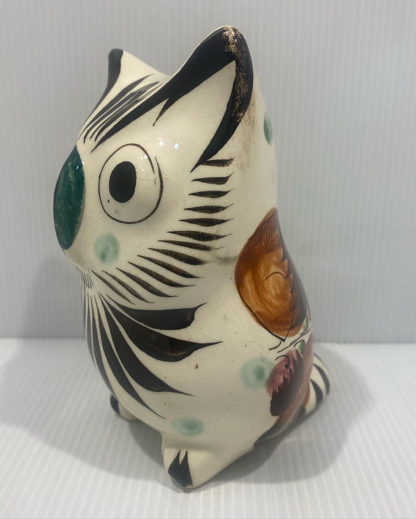 Beautiful Vintage Tonala Mexican Pottery Owl. 1960s