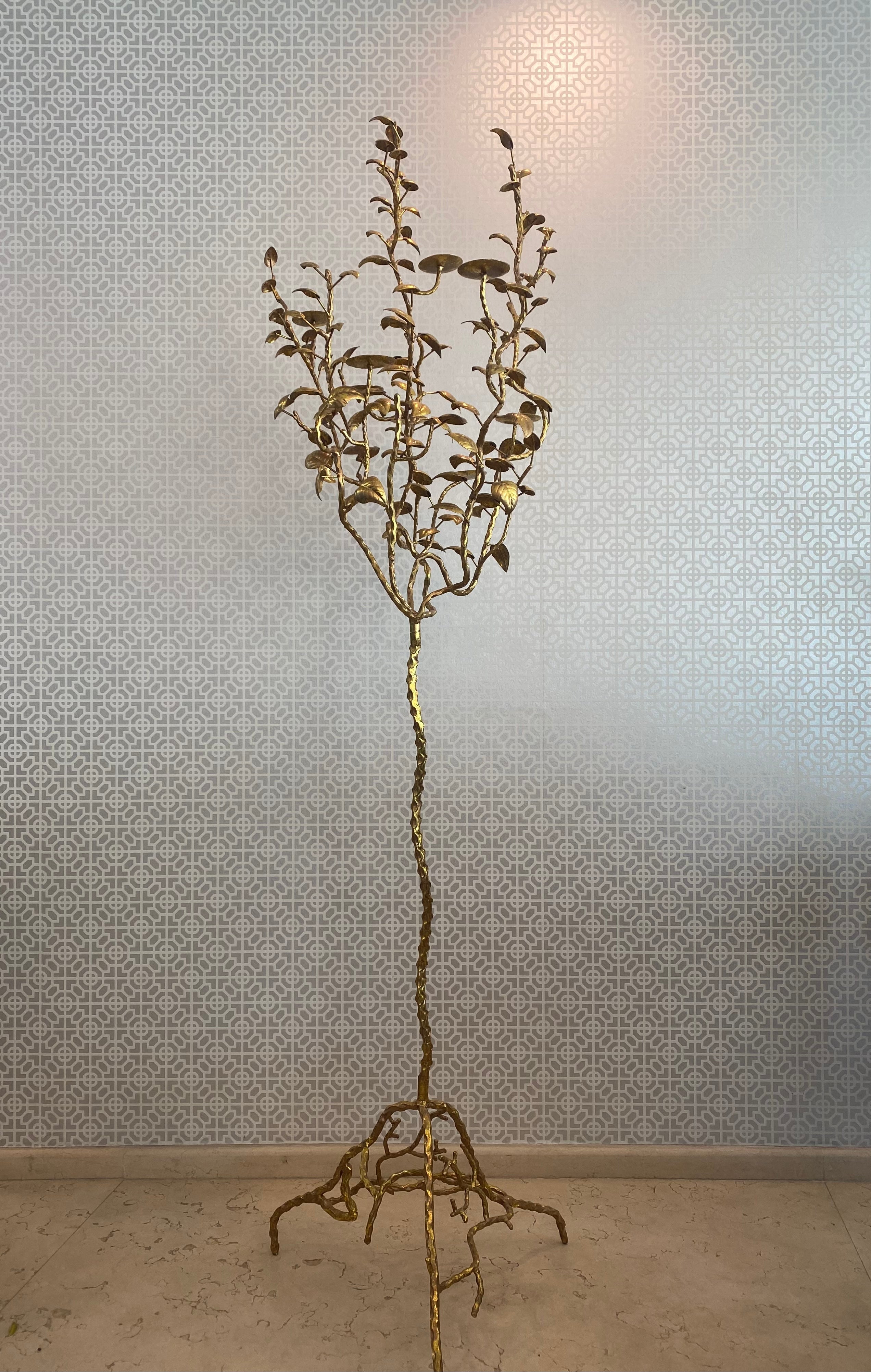 Vintage gold painted cast iron tree. 1960s
