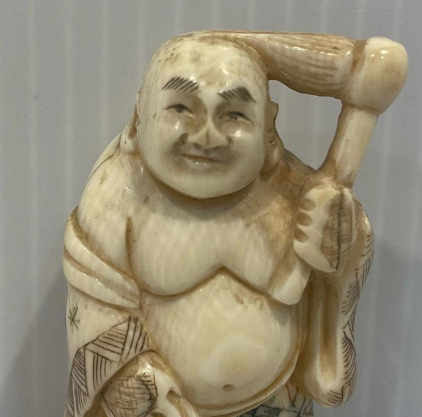 Hand Carved Ivory Netsuke little Buddha