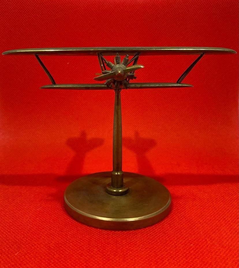 Very Rare Italian Desk gadget, World War I biplane, Model I.M.A.M. Ro.1 1927