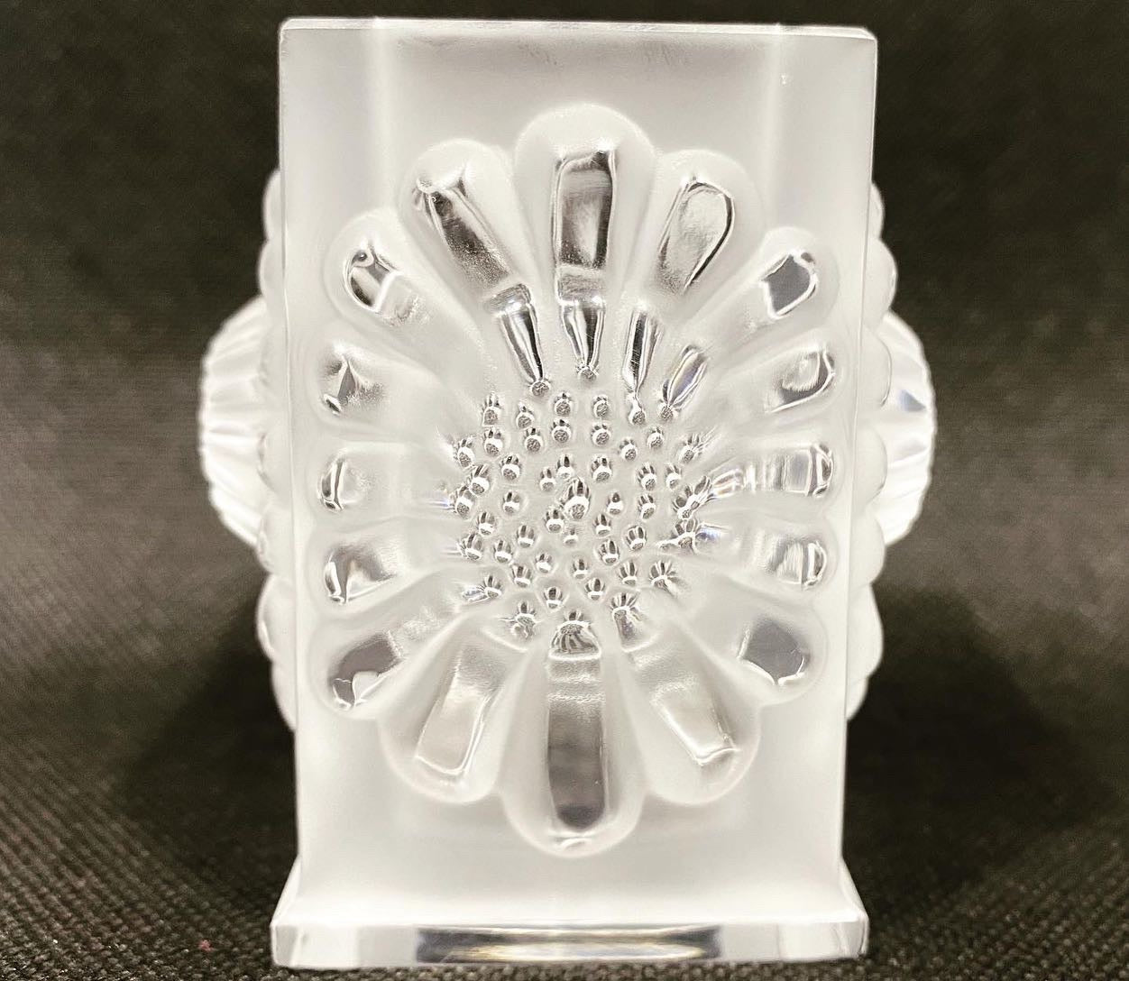 Beautiful vintage LALIQUE Satin Glass Classical Toothpick / Match Holder. 1960s.