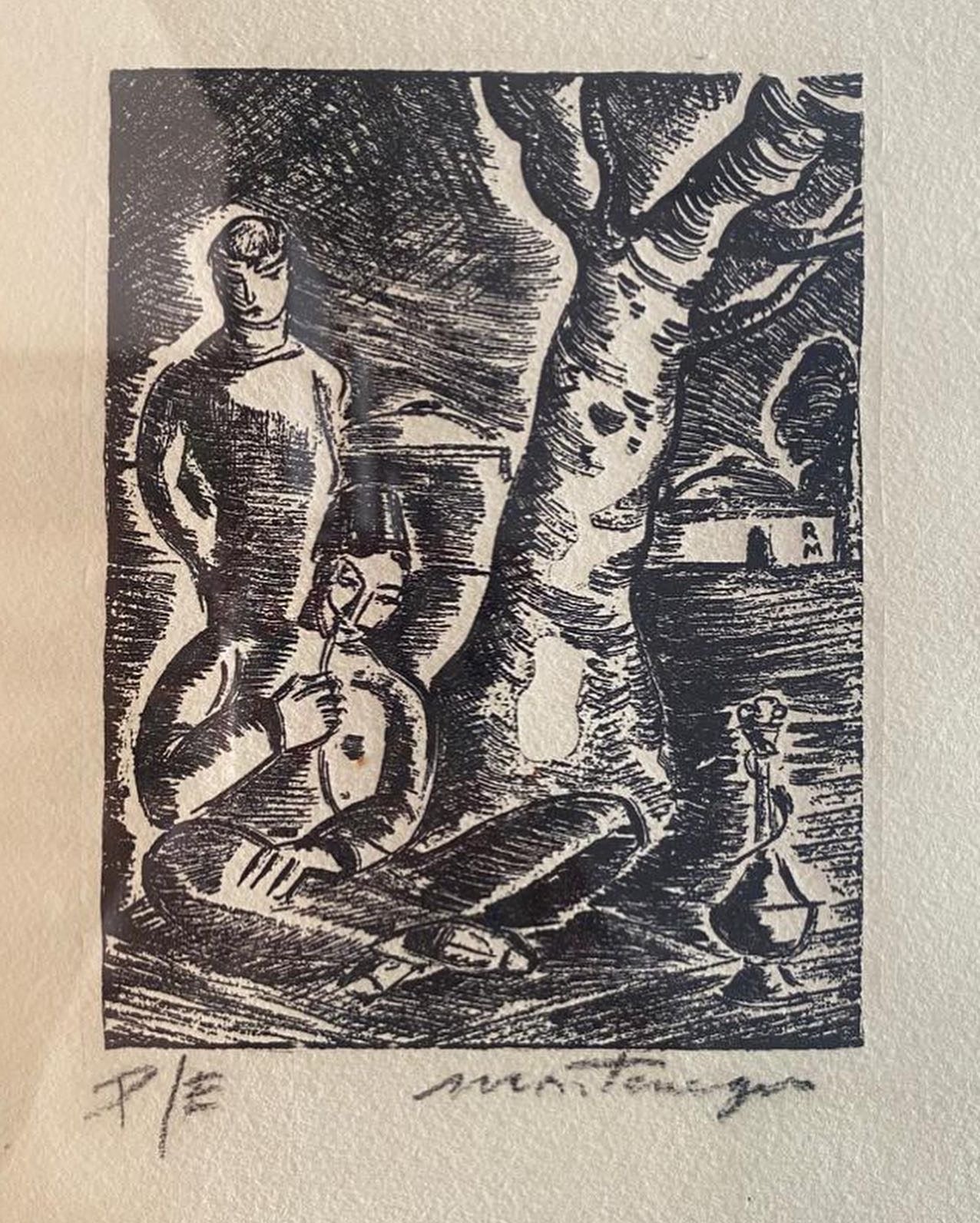 ROBERTO MONTENEGRO  (Guadalajara, Jal., Mex. 1887-1968) Engraving  Unknown title. Hand signed with charcoal. P/E (status test)