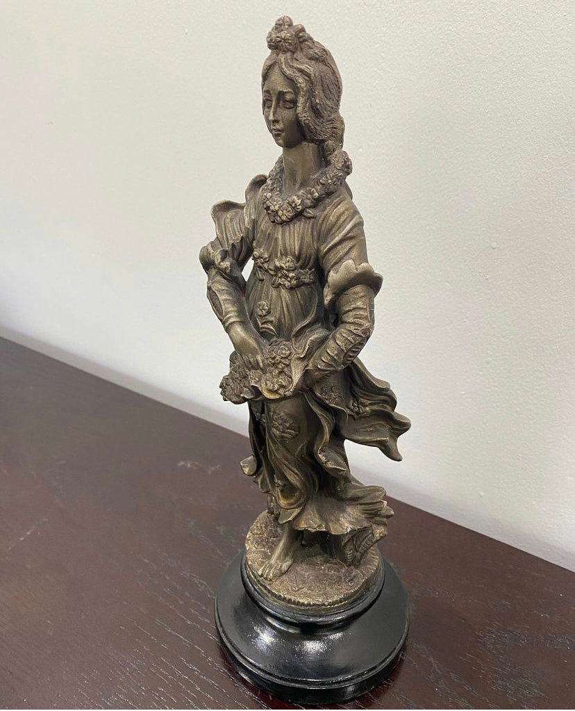 Antique pewter sculpture of Victorian woman