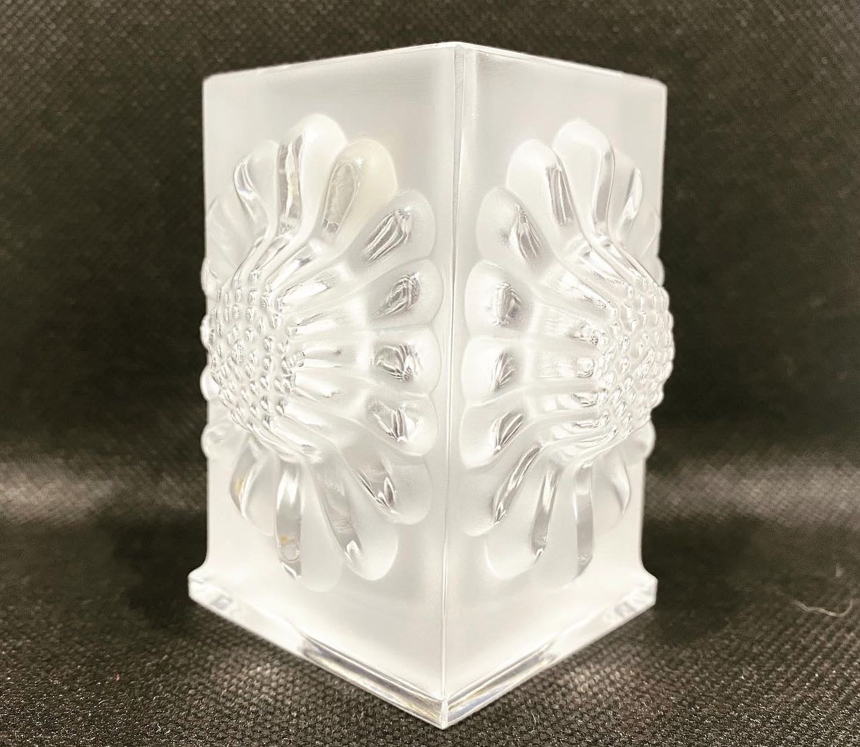 Beautiful vintage LALIQUE Satin Glass Classical Toothpick / Match Holder. 1960s.