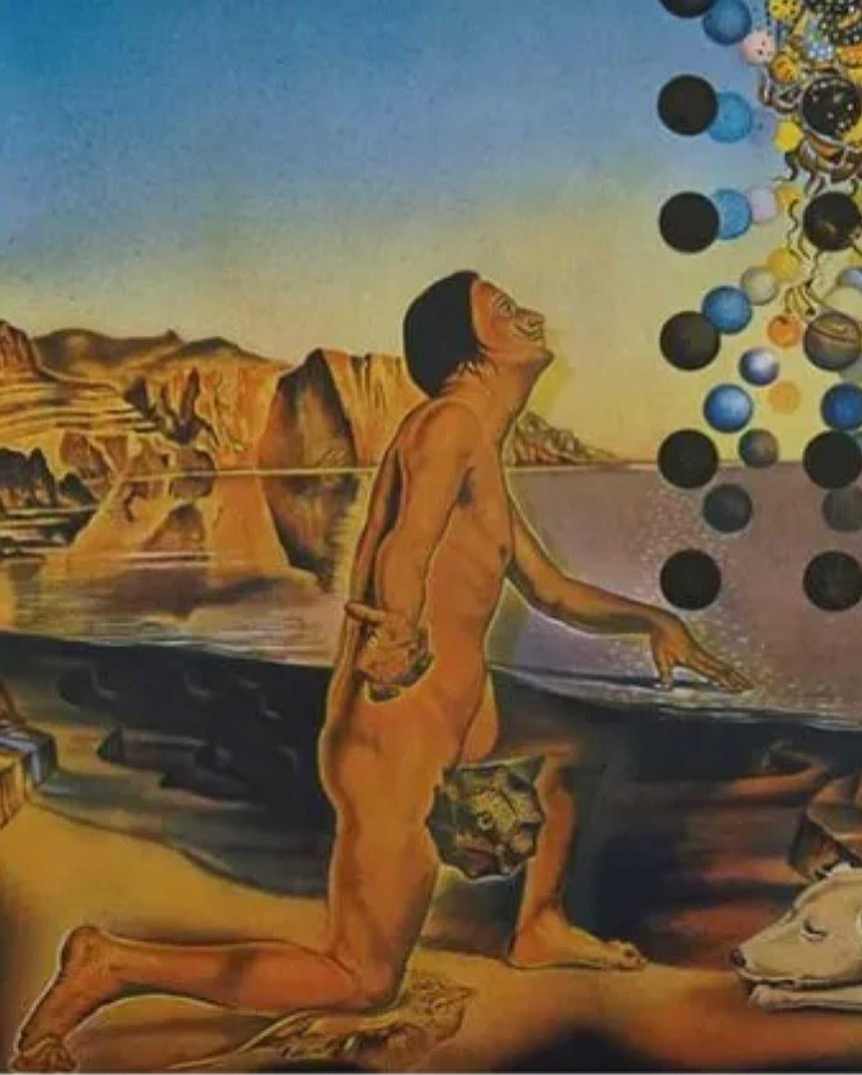 Limited Edition Lithograph attributed to Salvador Dali . “Dalí nude in conteplation before the five regular bodies”.