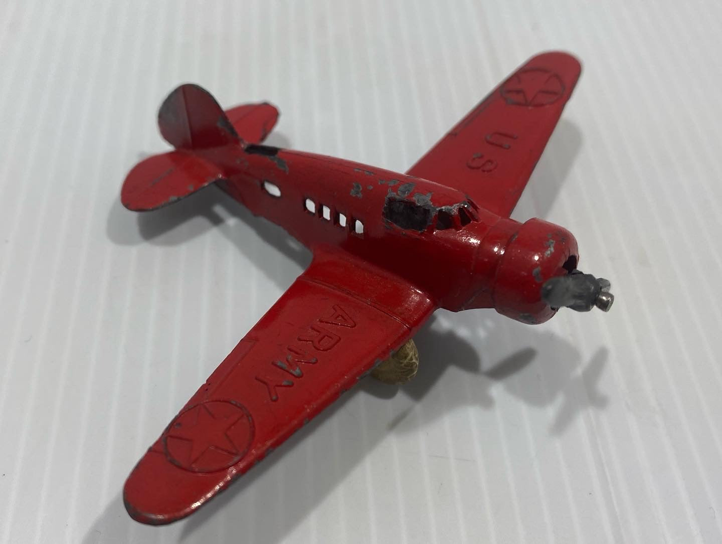 Rare cast iron Barclay Manoil US Army Airplane 1930s. Boeing P-29 Aircraft , Red, 1934.