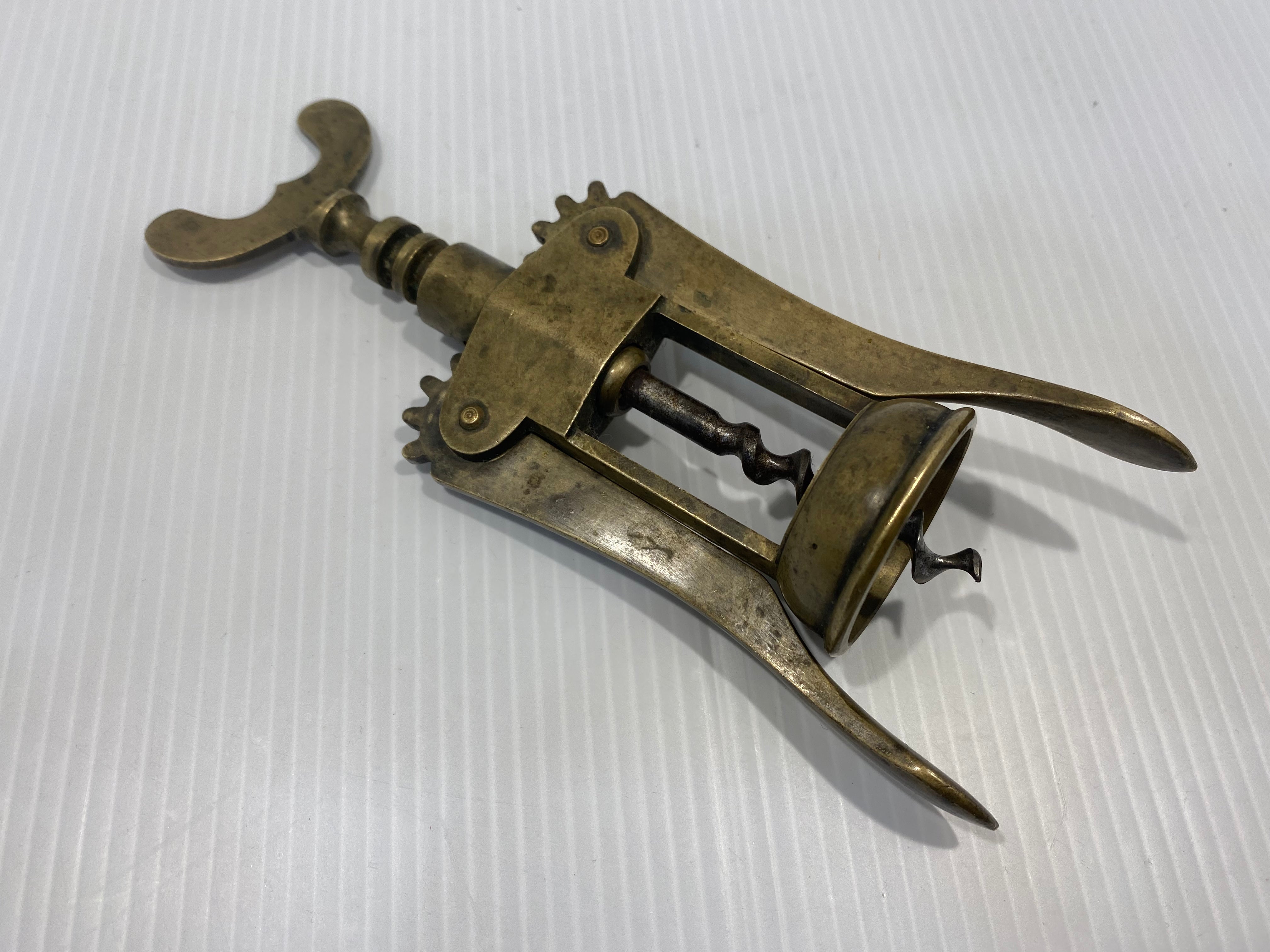 Vintage Brass Bottle Opener Wine Corkscrew, Italy. – Iapello Arts