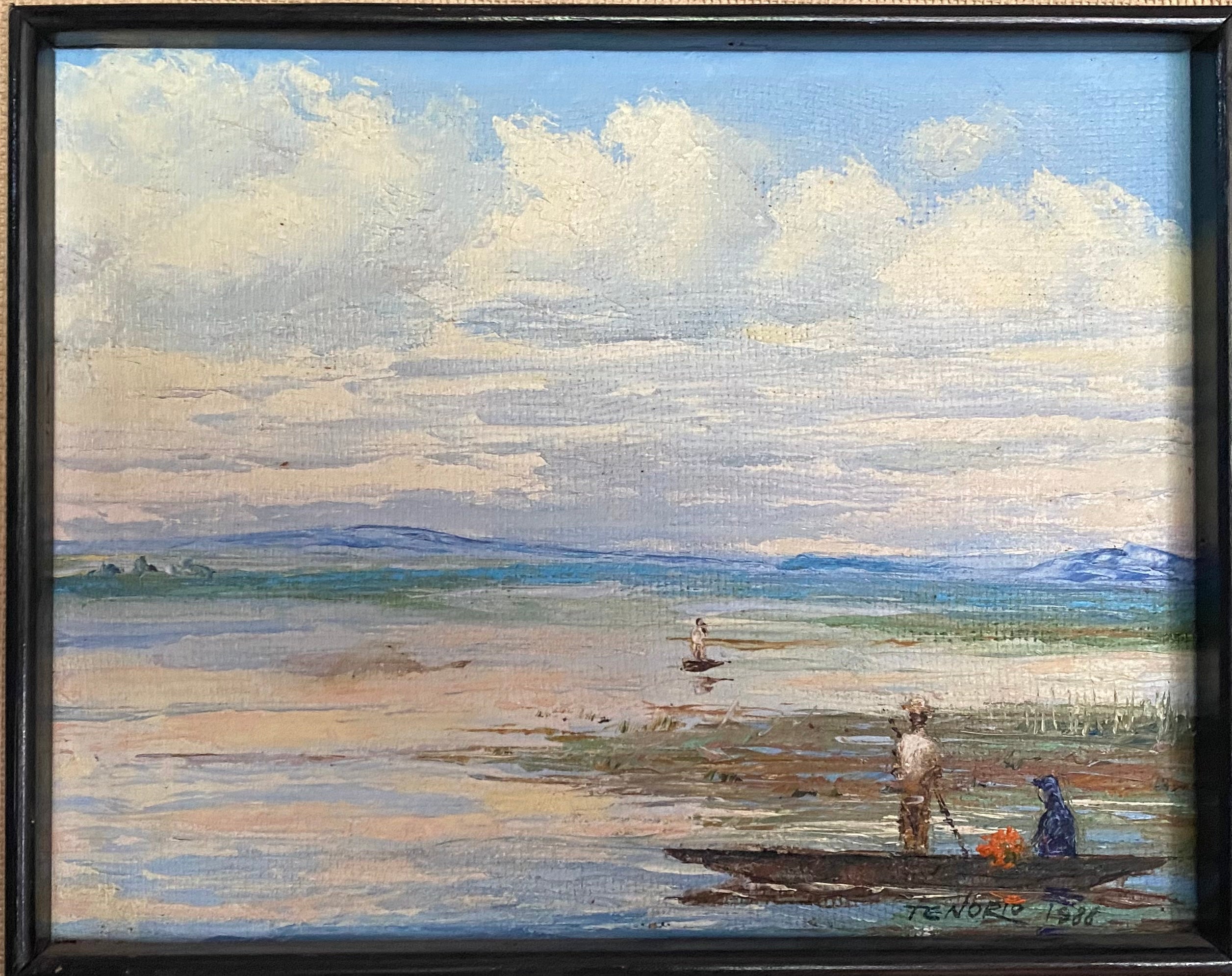 Federico Tenorio Guevara landscape painting “ Lago de Patzcuaro “, 1988