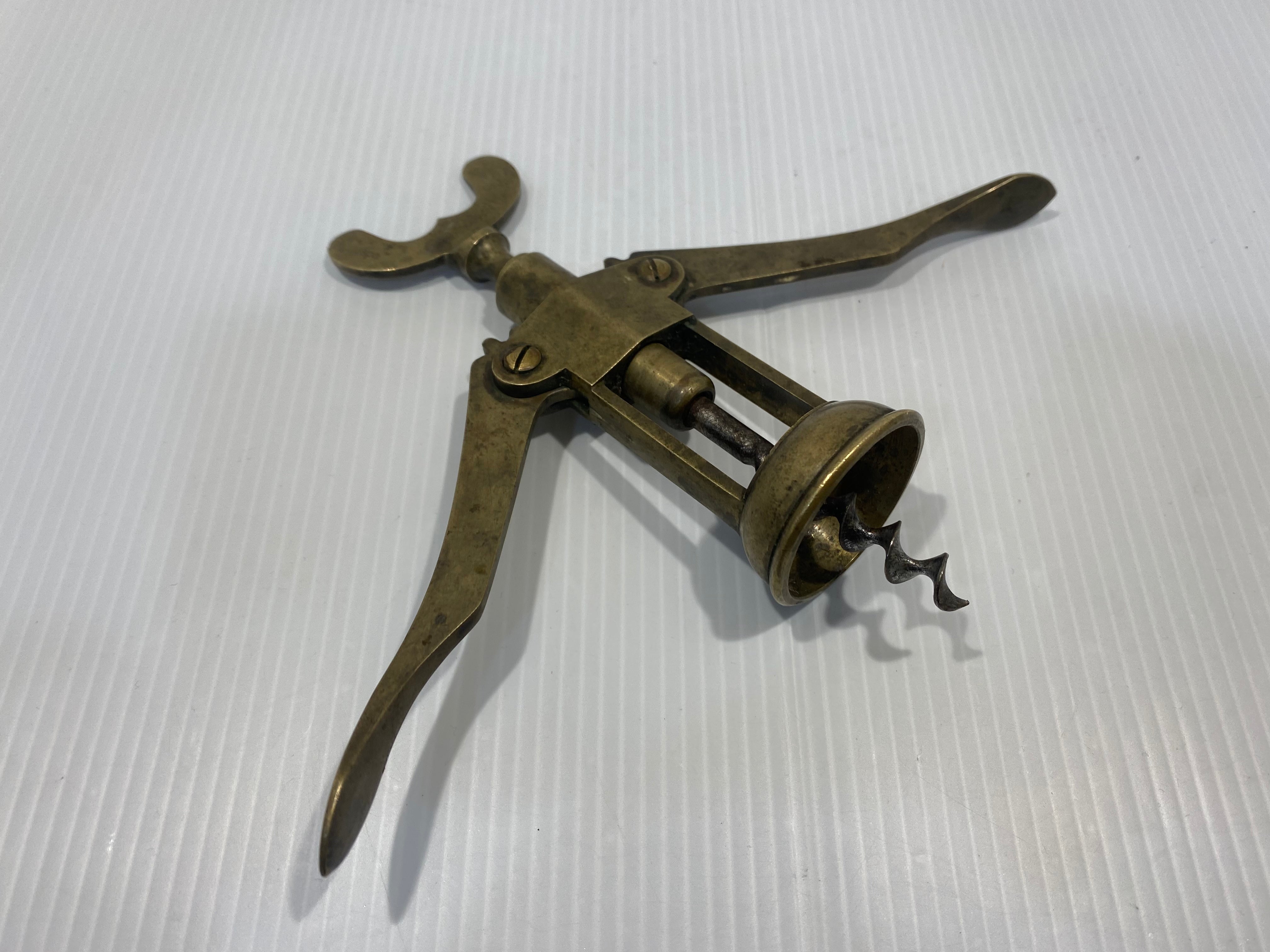 Vintage Brass Bottle Opener Wine Corkscrew, Italy. – Iapello Arts