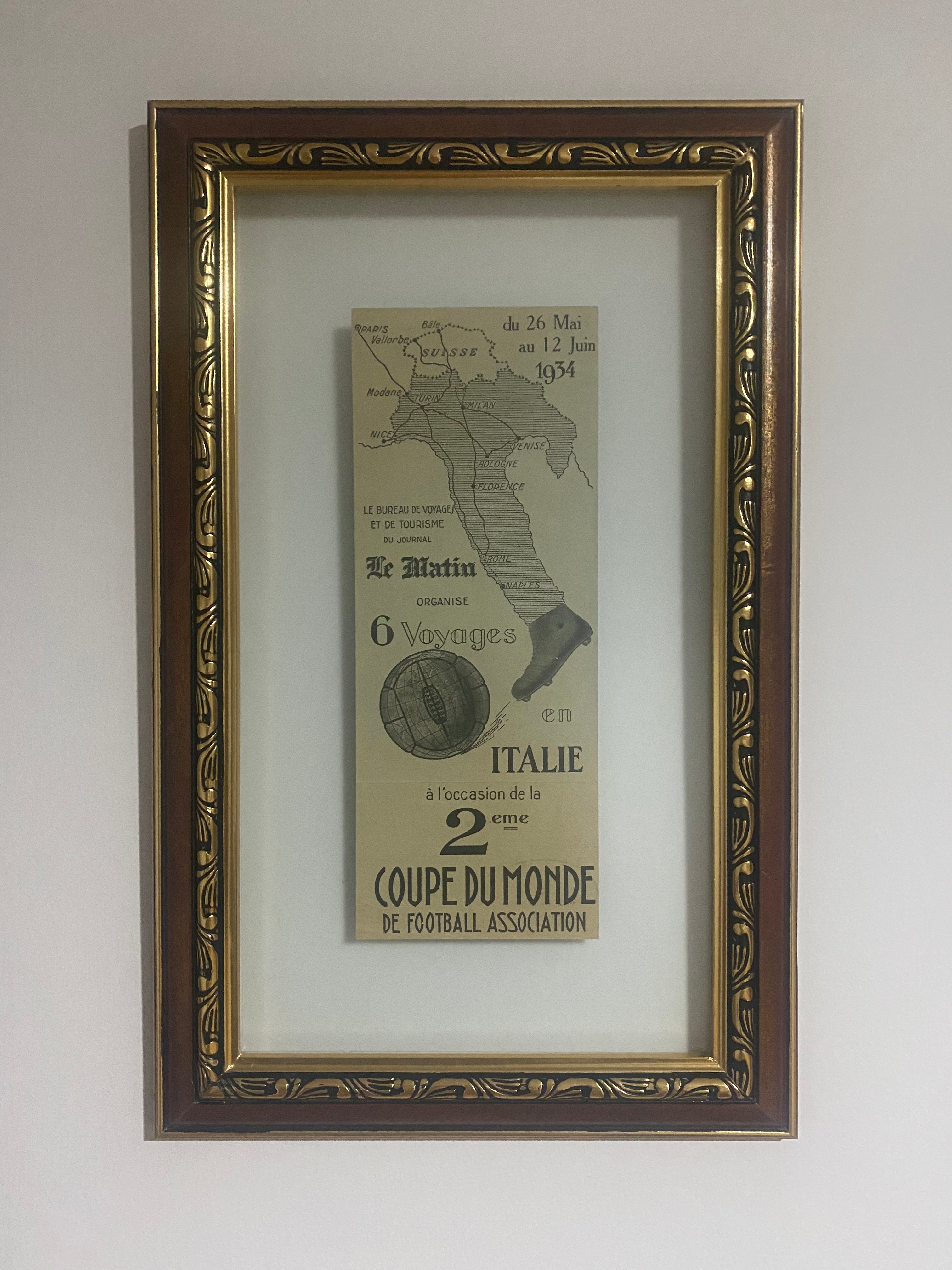 Rare document, travel flyer 2nd FIFA World Cup in Italy on May 26 to June 12, 1934.