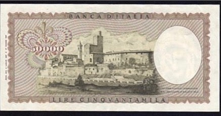 Rare 50,000 lire, Leonardo da Vinci,  Italian republic, decree 03-07-1967