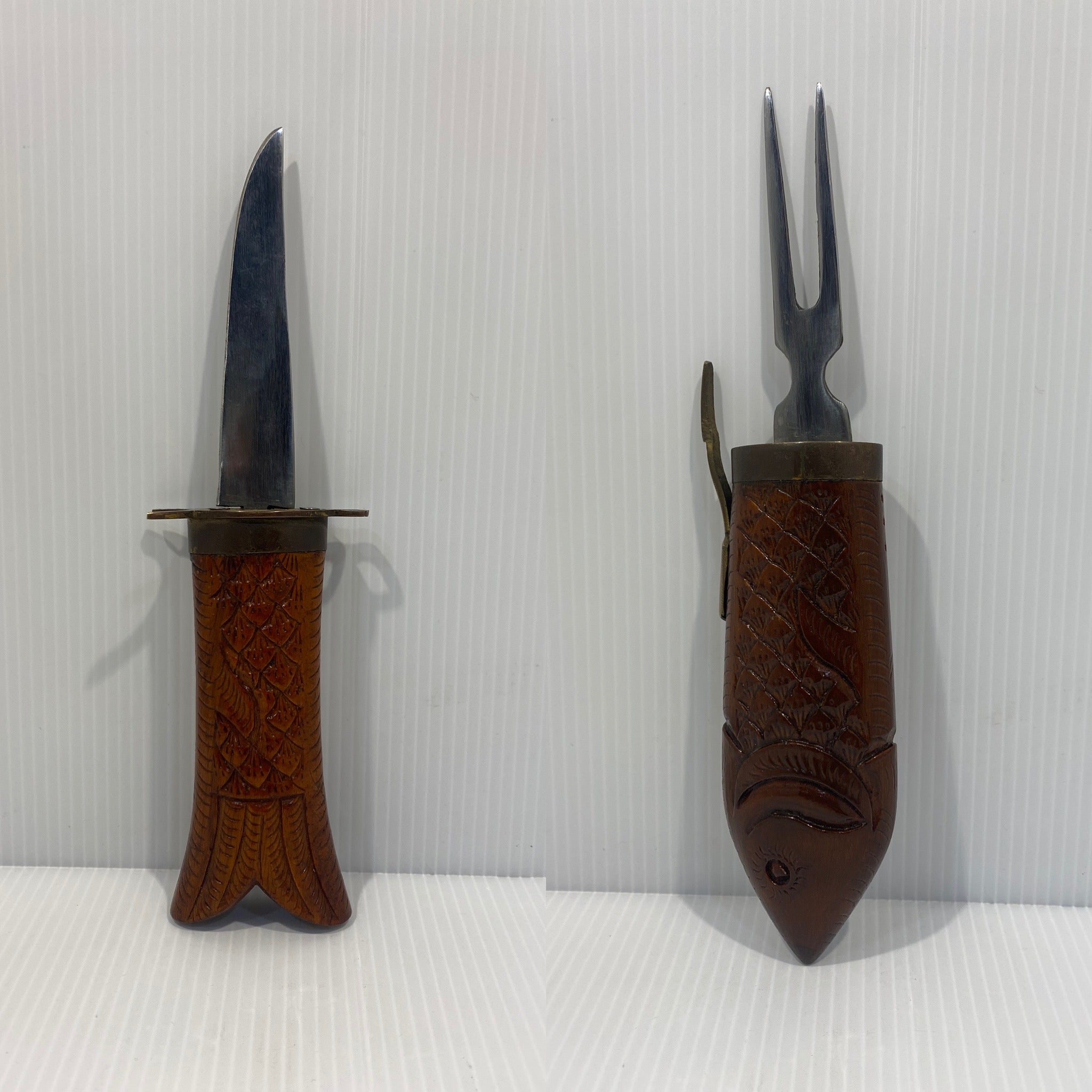 Vintage Wood Knife and Fork Set