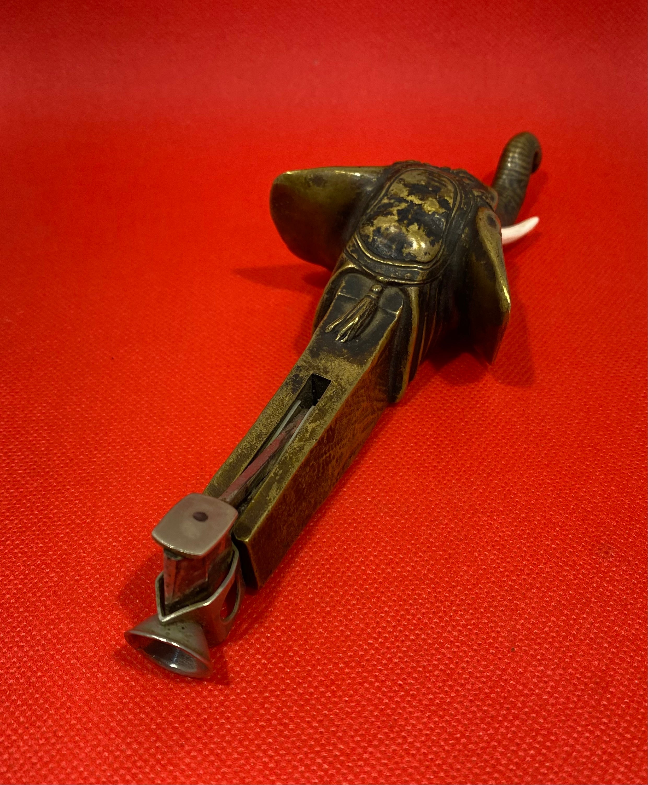 Very rare bronze & ivory cigar cutter as Elephant head. 1860s