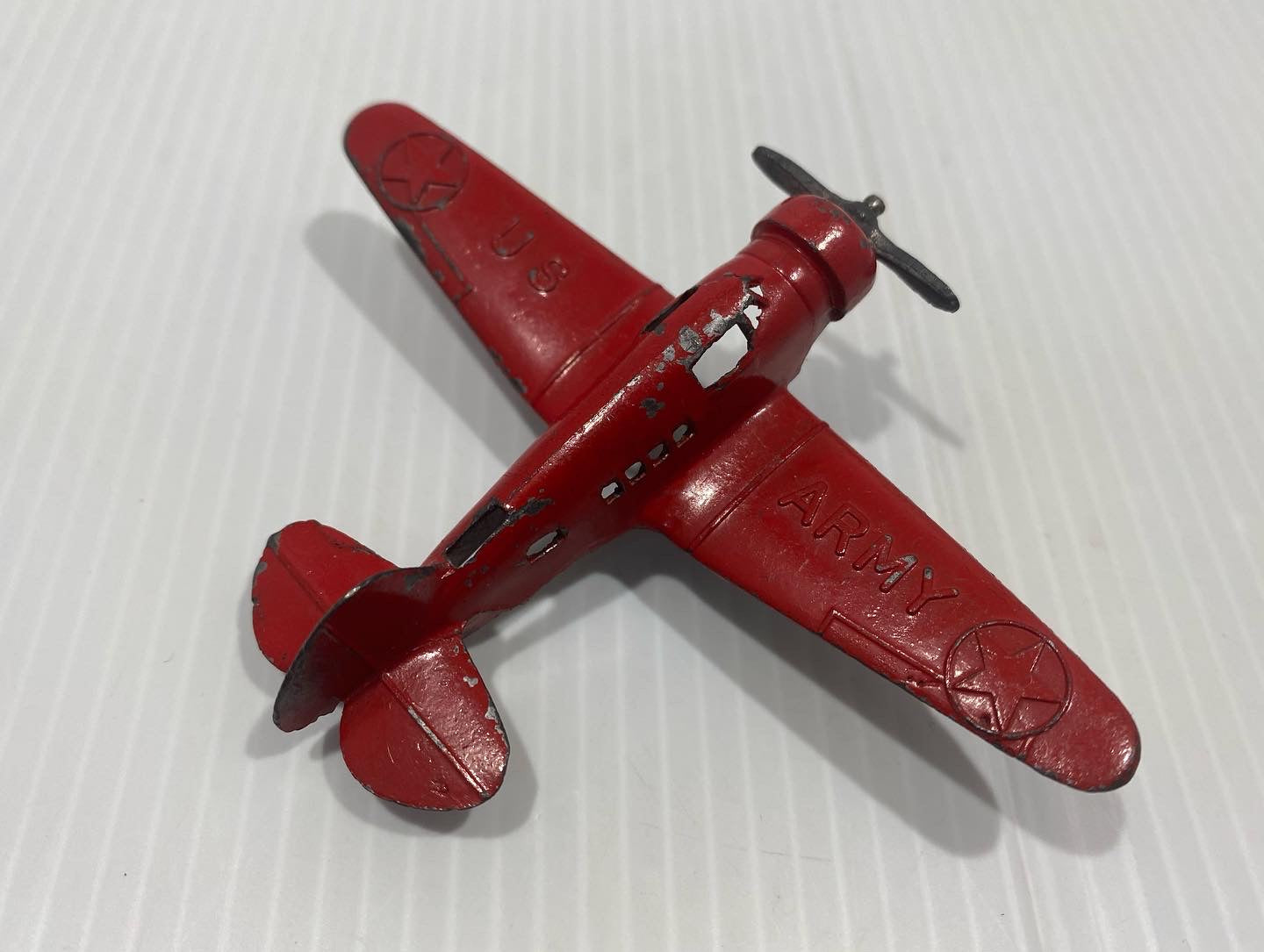 Rare cast iron Barclay Manoil US Army Airplane 1930s. Boeing P-29 Aircraft , Red, 1934.