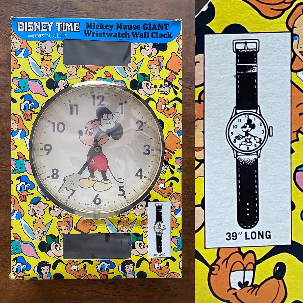 Vintage Disney Time, Giant Mickey Mouse Wristwatch Wall Clock by Elgin