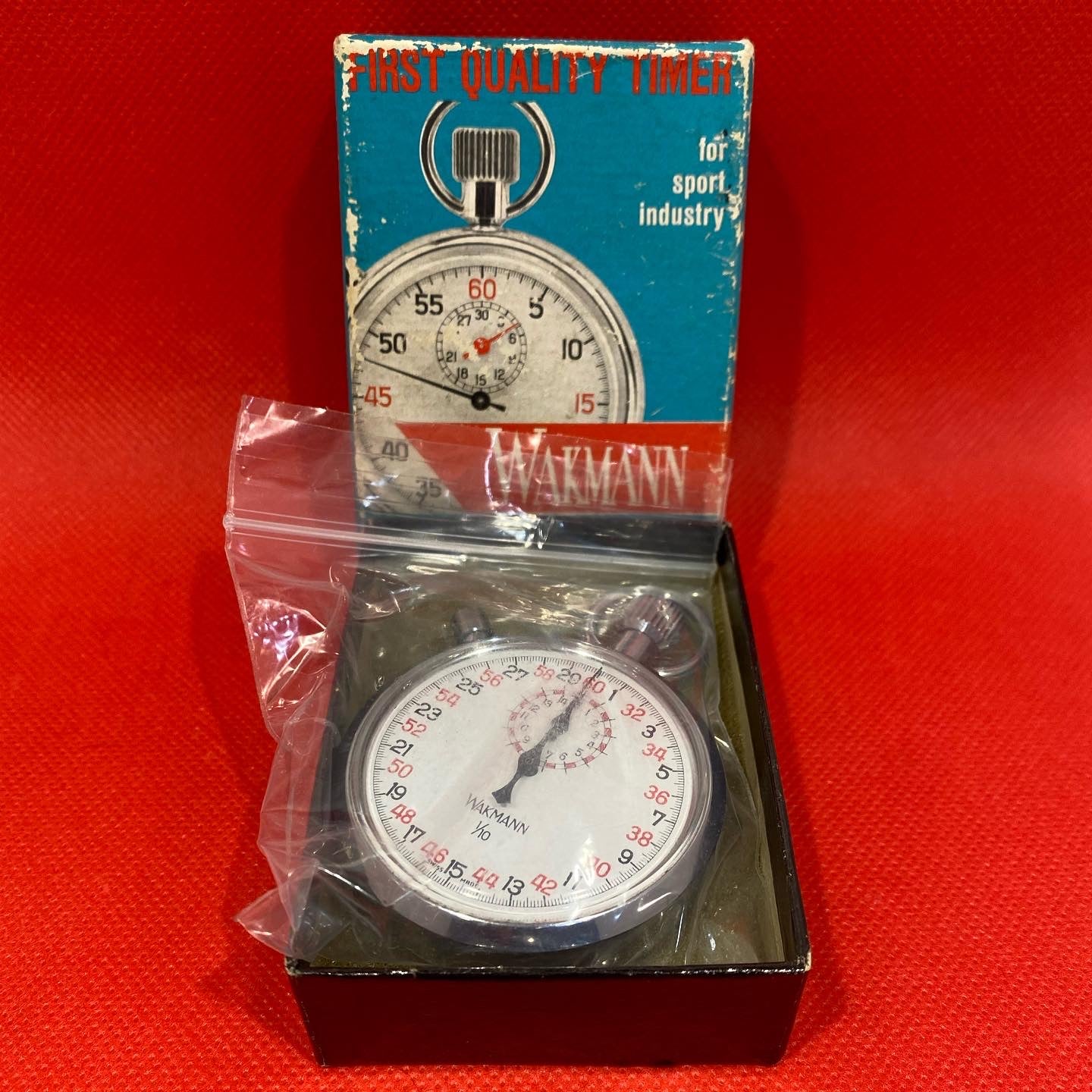Rare Vintage Swiss made Breitling Wakmann 1/10 stop watch. New with original box. Works fine.