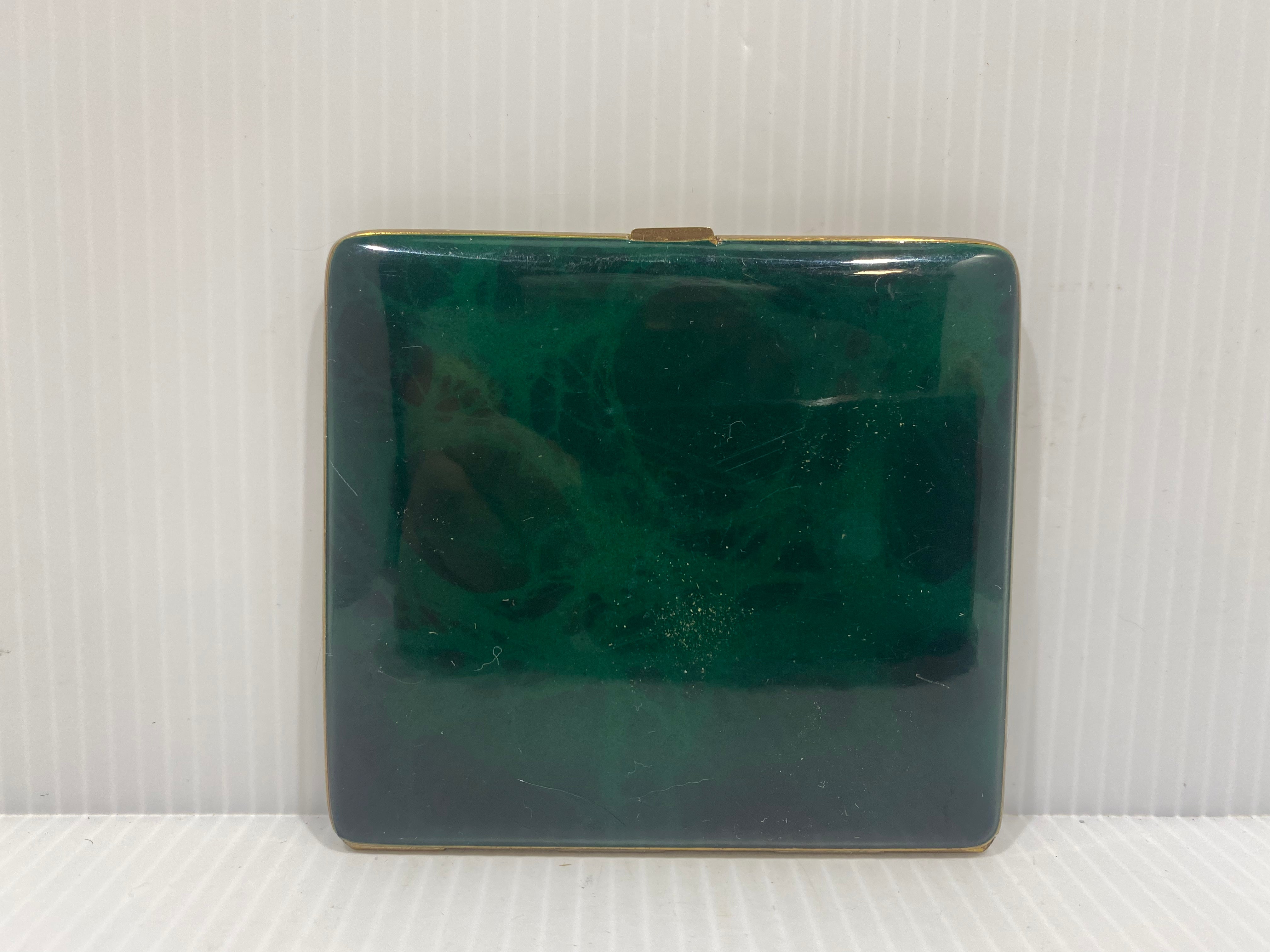 Art Deco green, gilt Enamel Cigarette Case.