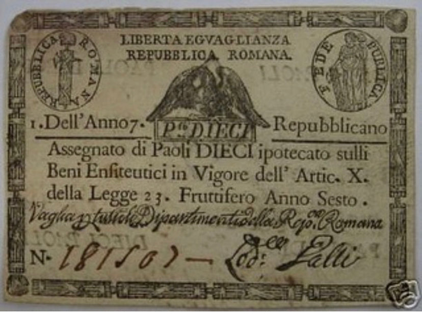 1798 Repubblica Romana 10 Paoli