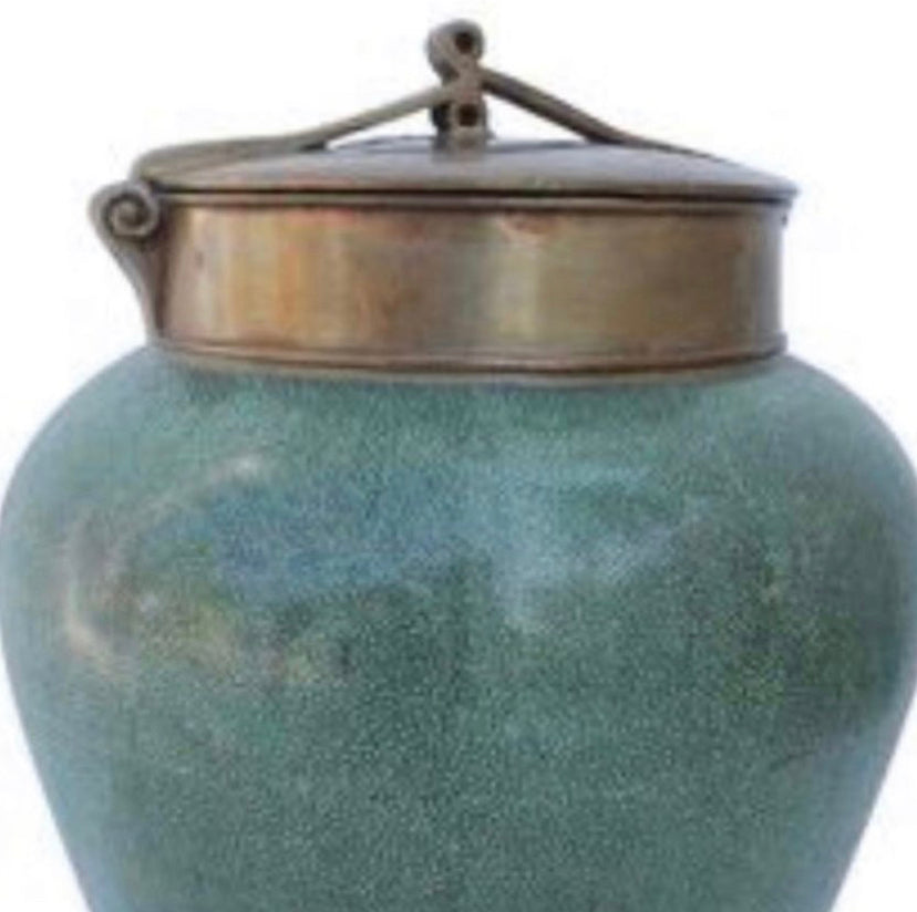 Lenox "Shagreen" Ginger Jar W/ Bronze Lid