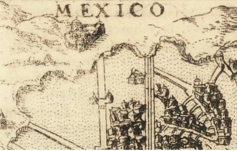 Antique original 1598 map of Mexico City