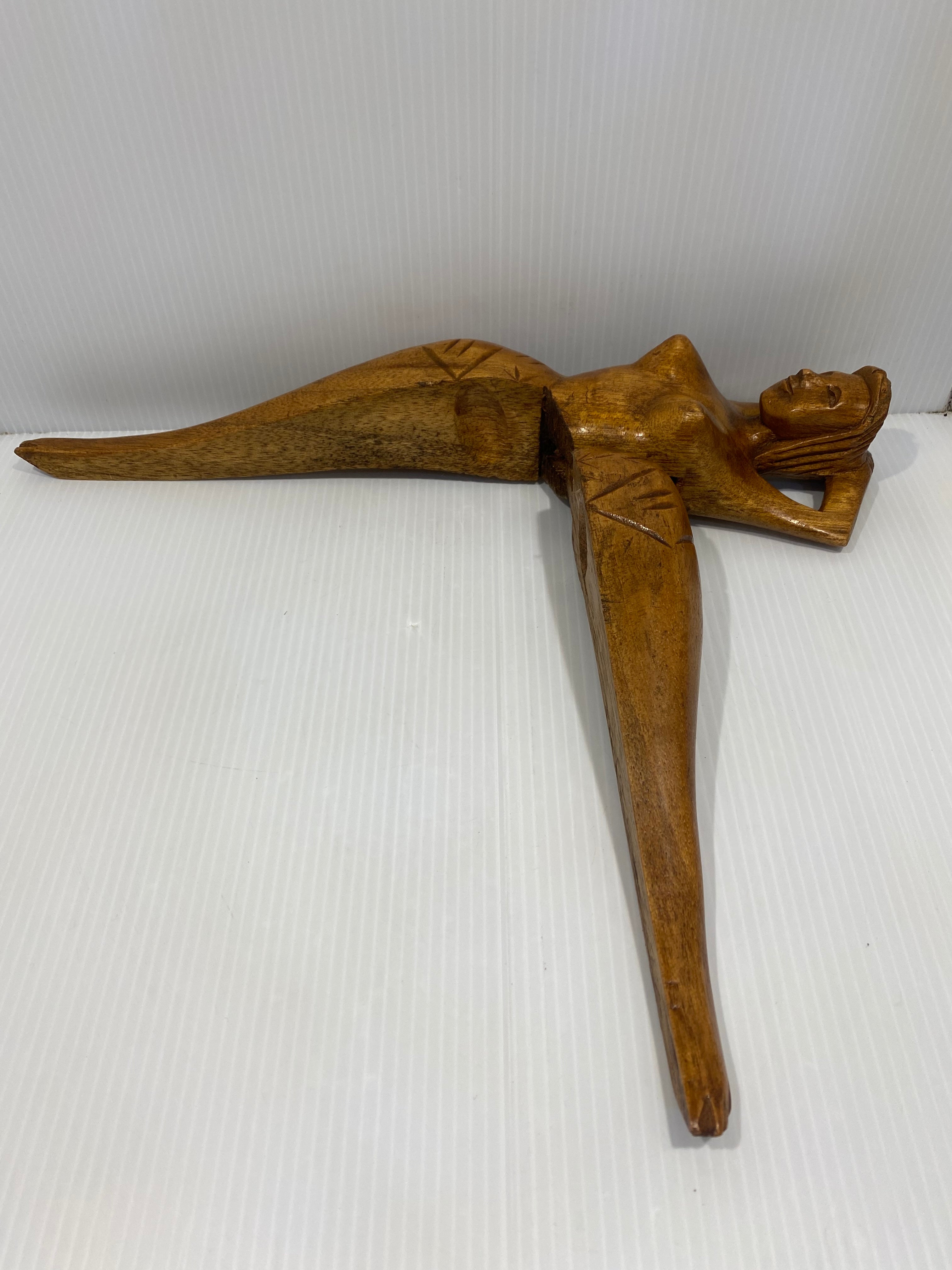Rare and original woman Flex Leg Nutcracker 1950s Wood Carving . Made in Germany
