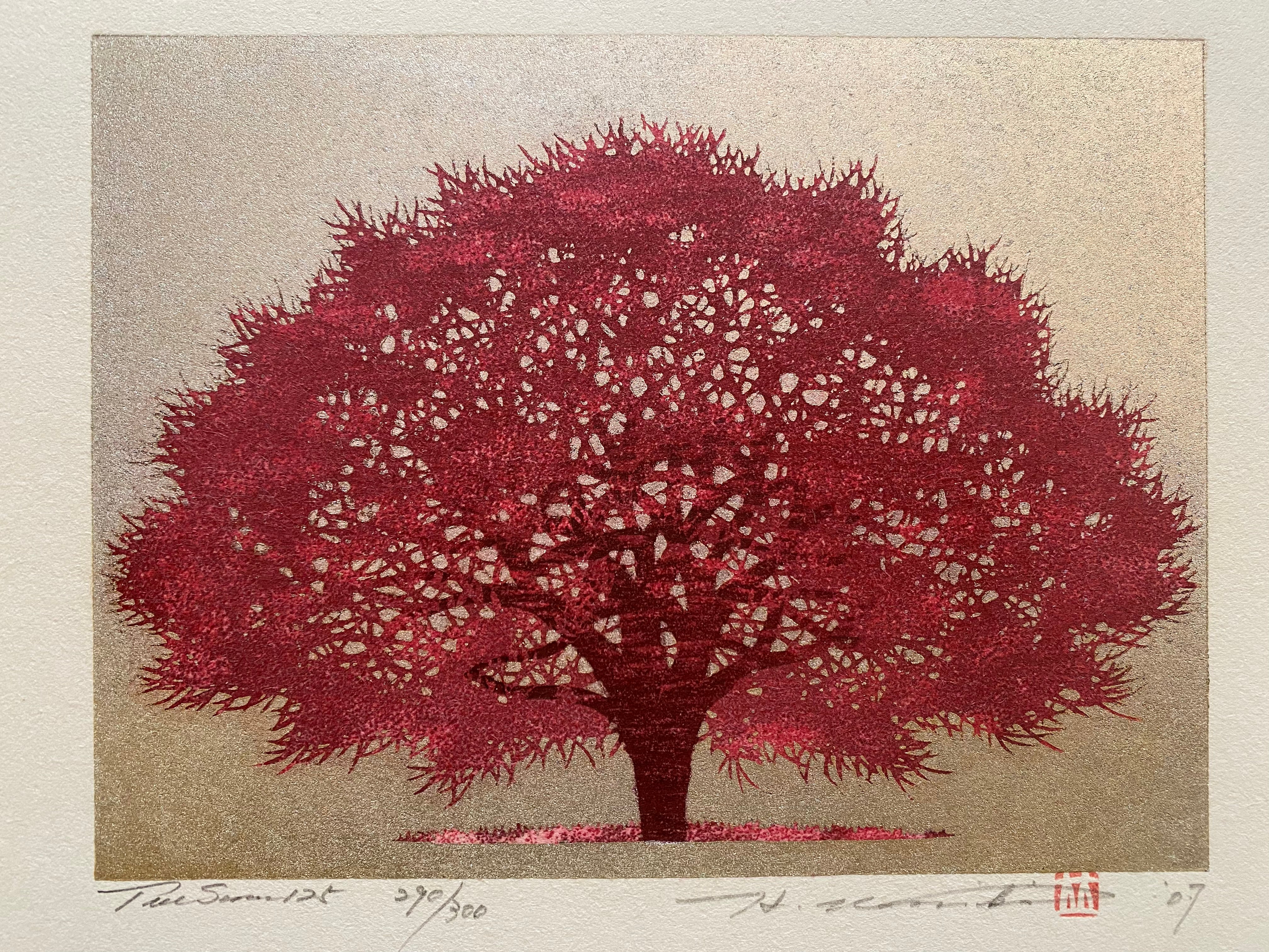 Japanese woodblock print  Hajime Namiki (B. - 1947): Tree Scene 125.