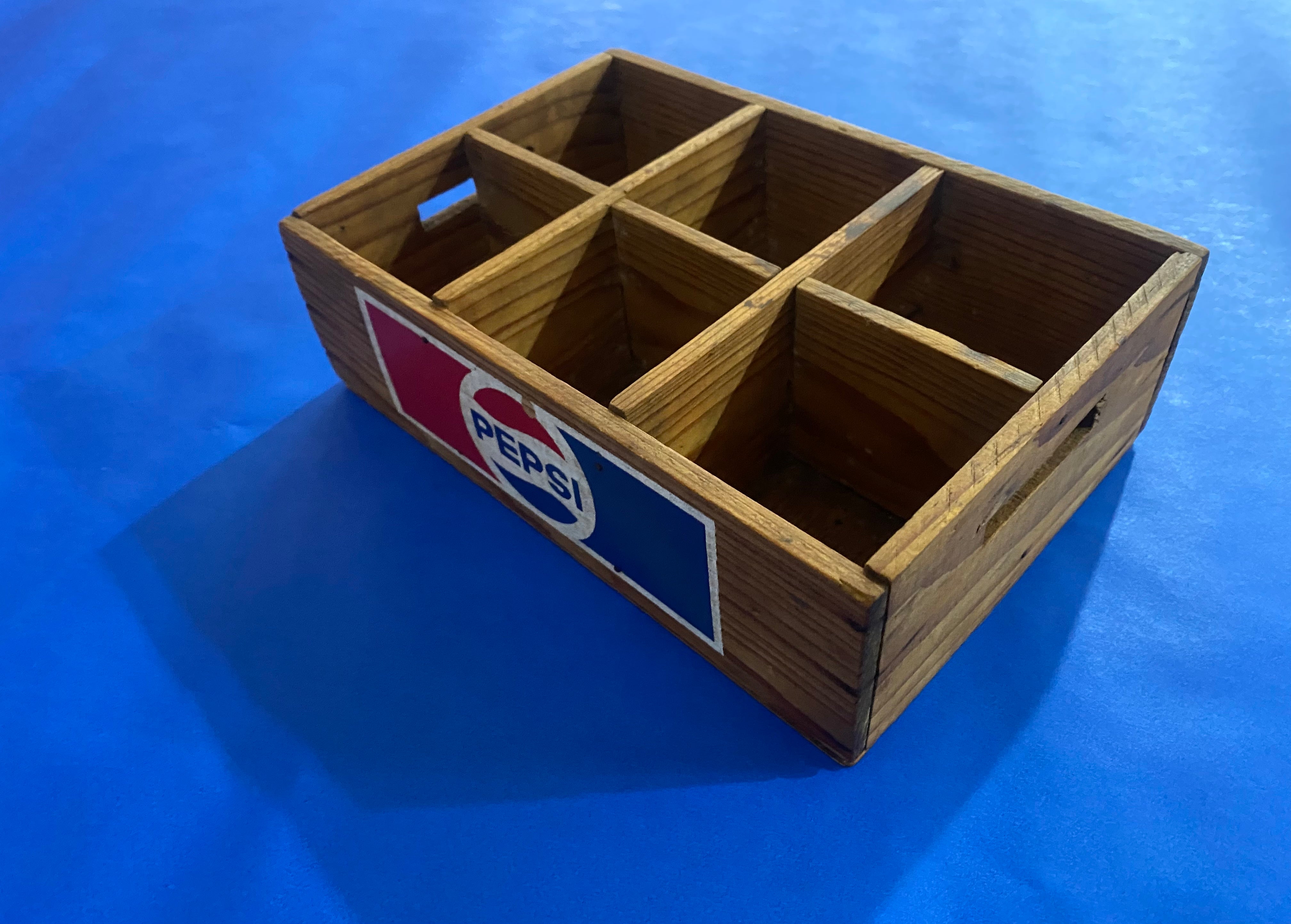 Vintage 1970s Wood Pepsi Cola delivery’s box.