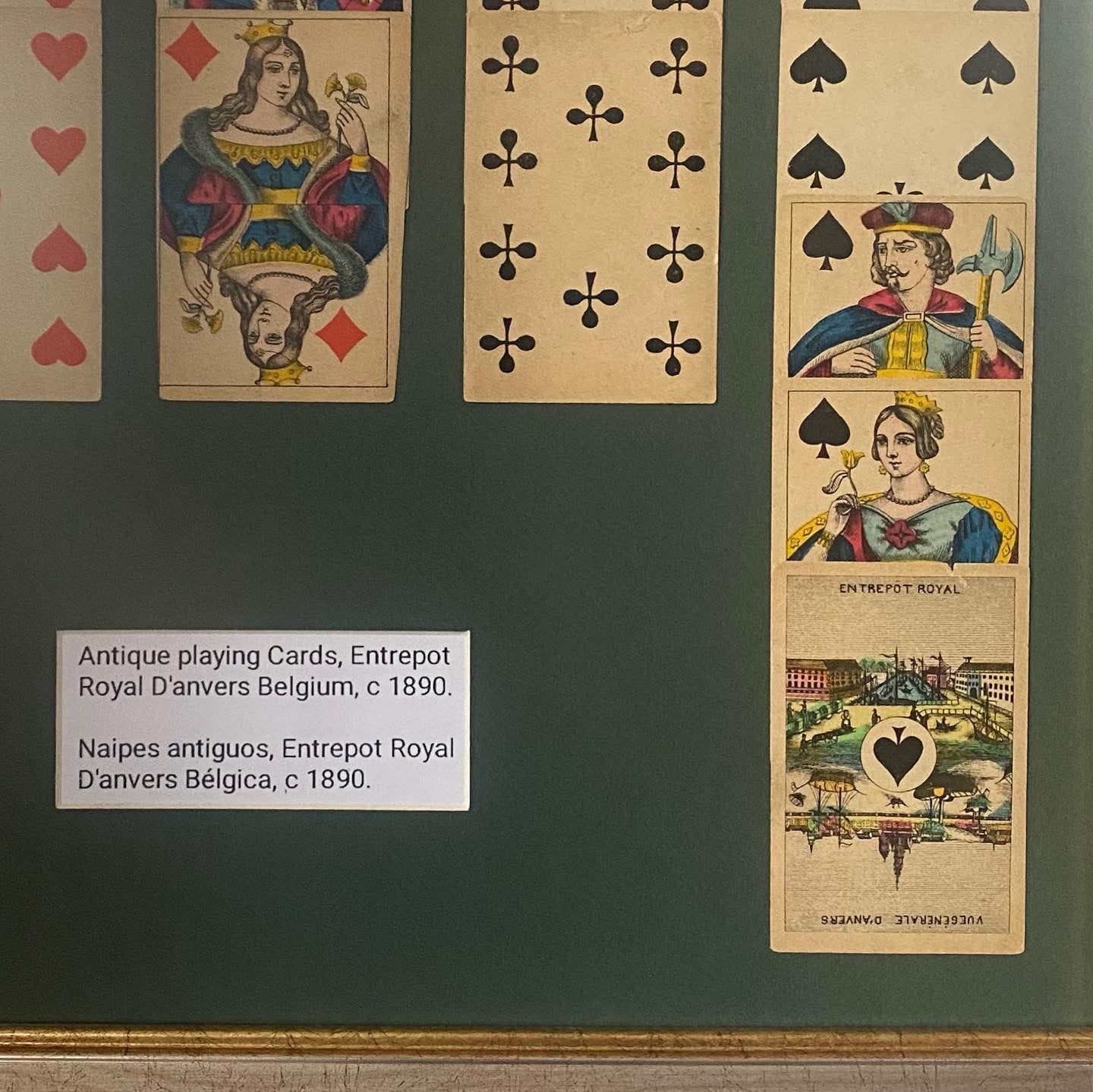 Antique 15 playing Cards with frame.