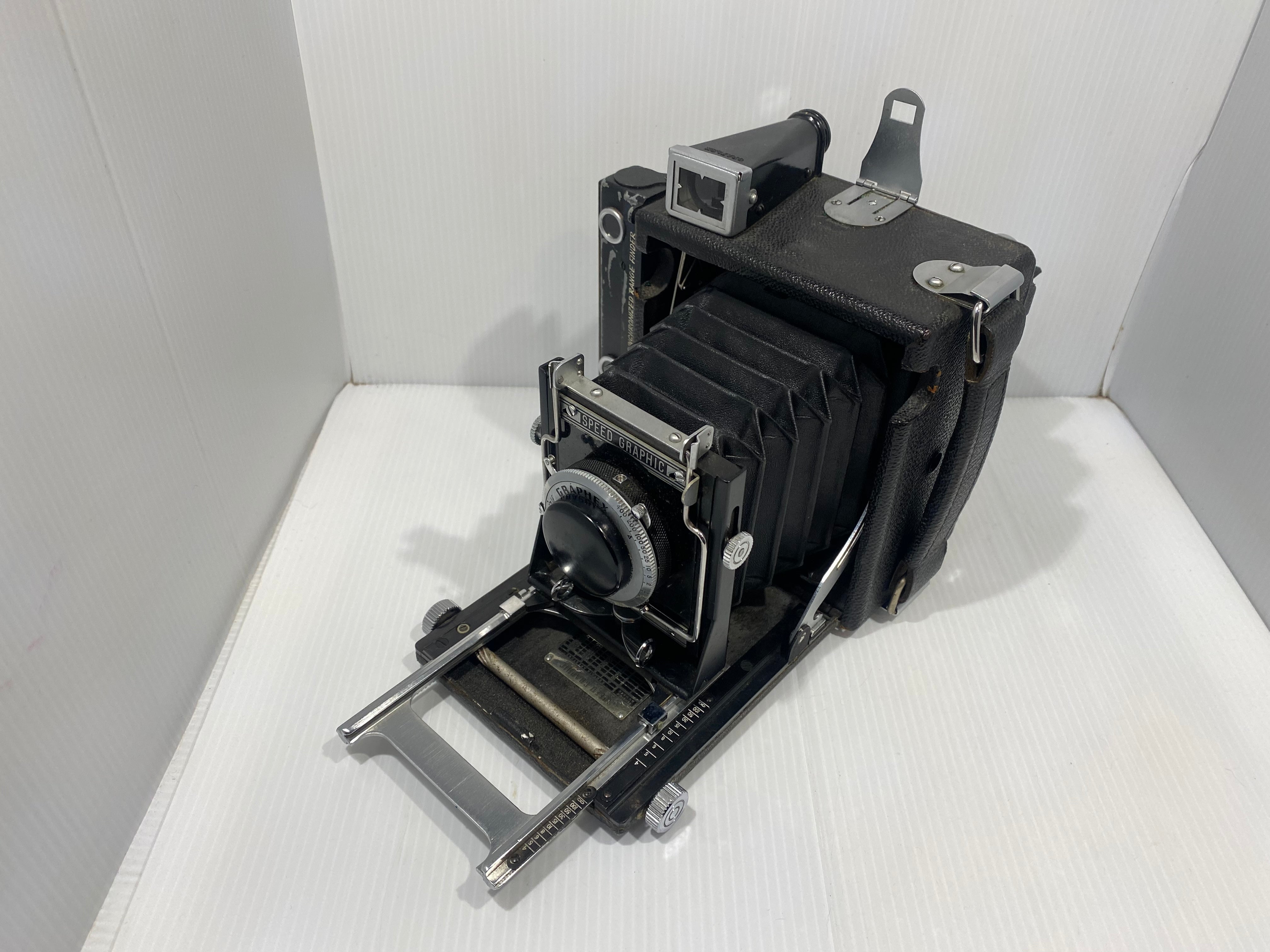 Antique Speed Graphic Folding Camera. Made by Folmer Graflex Corp., Rochester, NY 1928-1939.