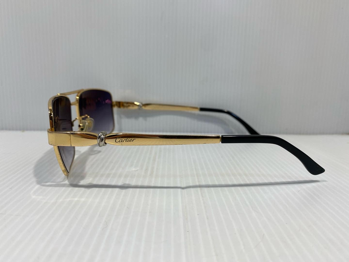 Beautiful used Cartier “ Lady Trinity “ sunglasses.  Vintage electroplated gold, like new condition