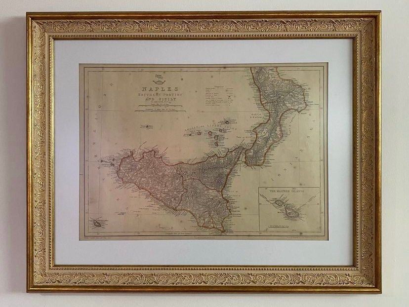 1855 Detailed map of island of Sicily