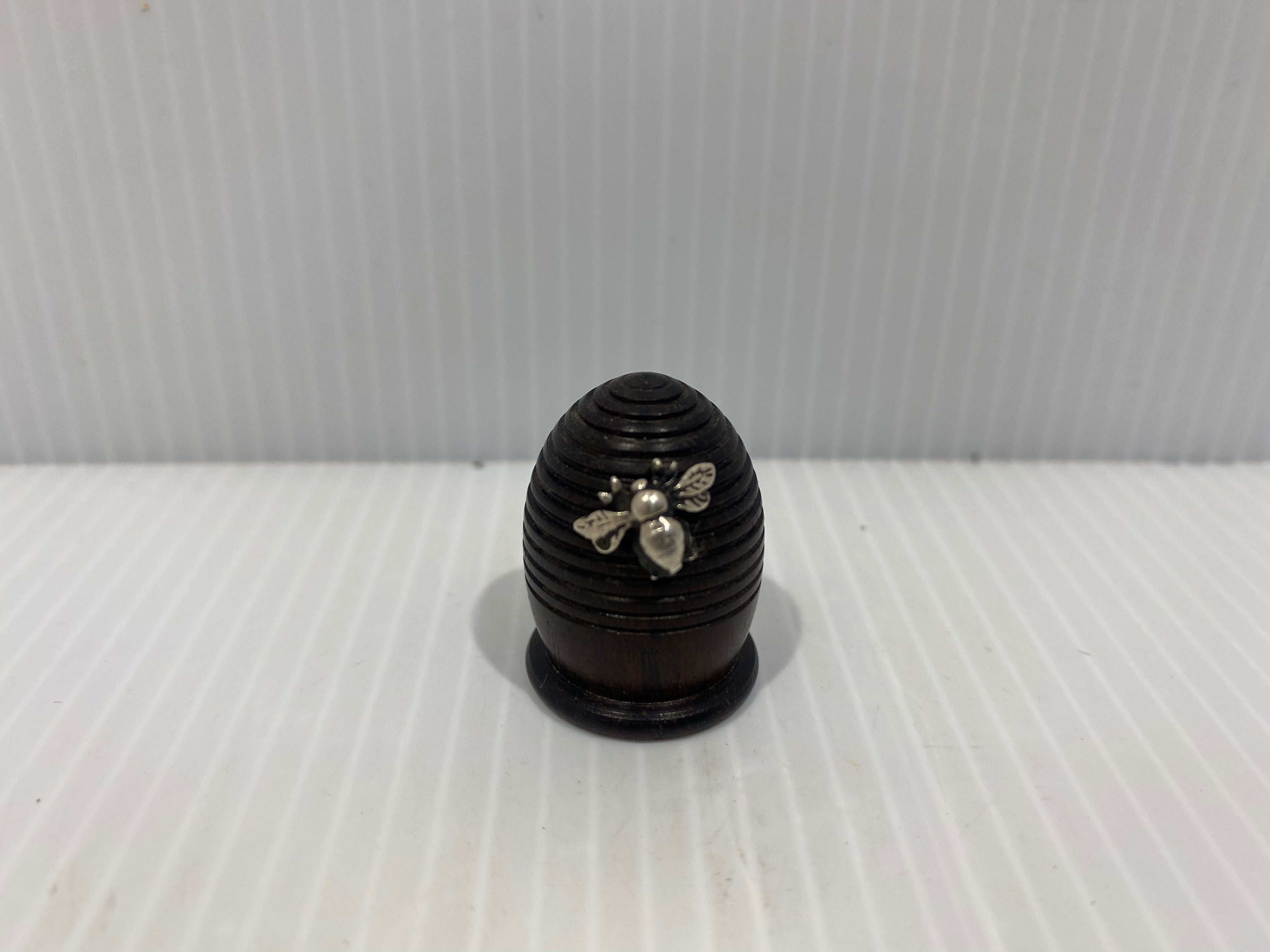 1920s carved Rosewood Beehive Thimble box