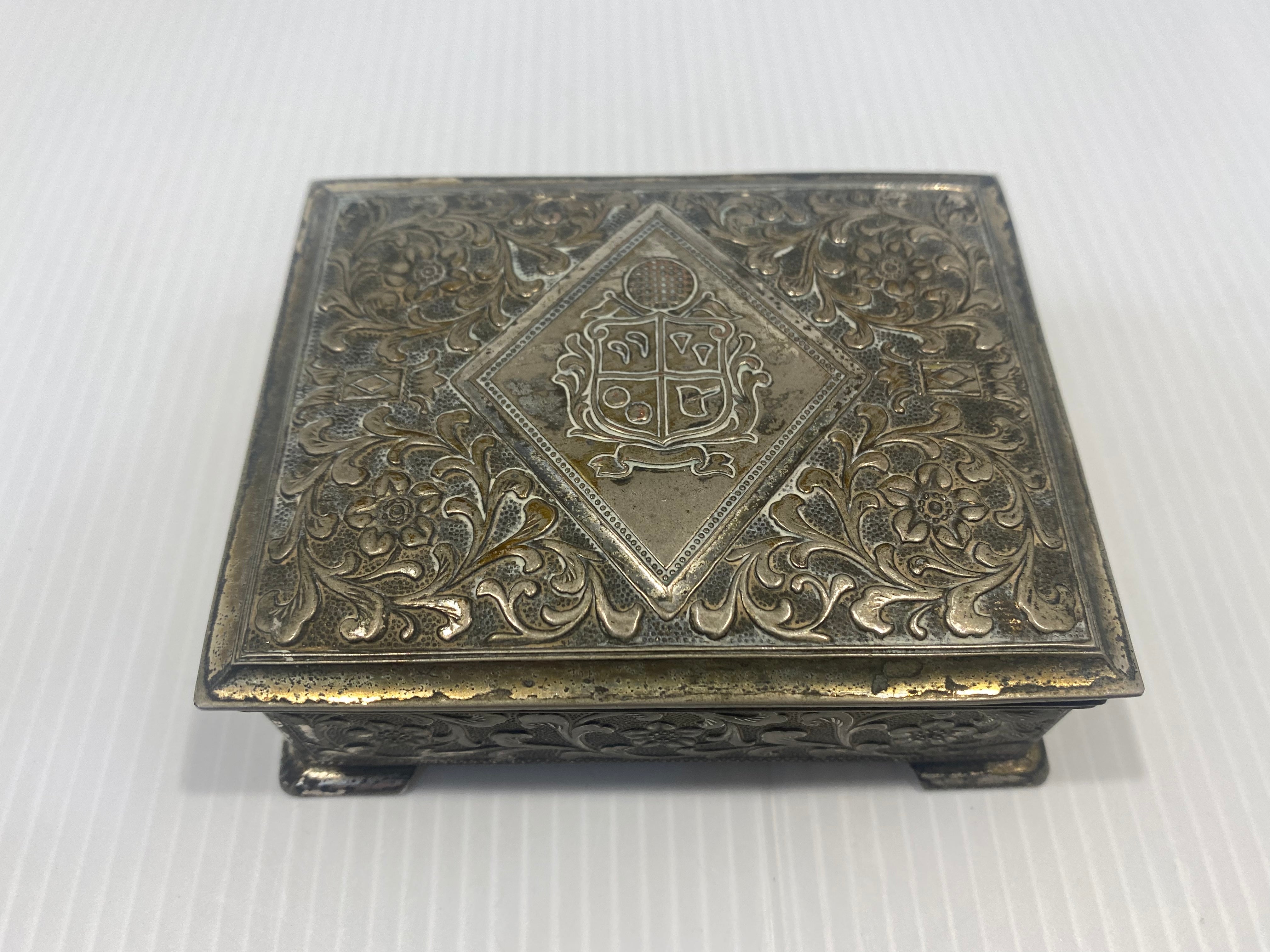 1950s cigarette box in silver pewter