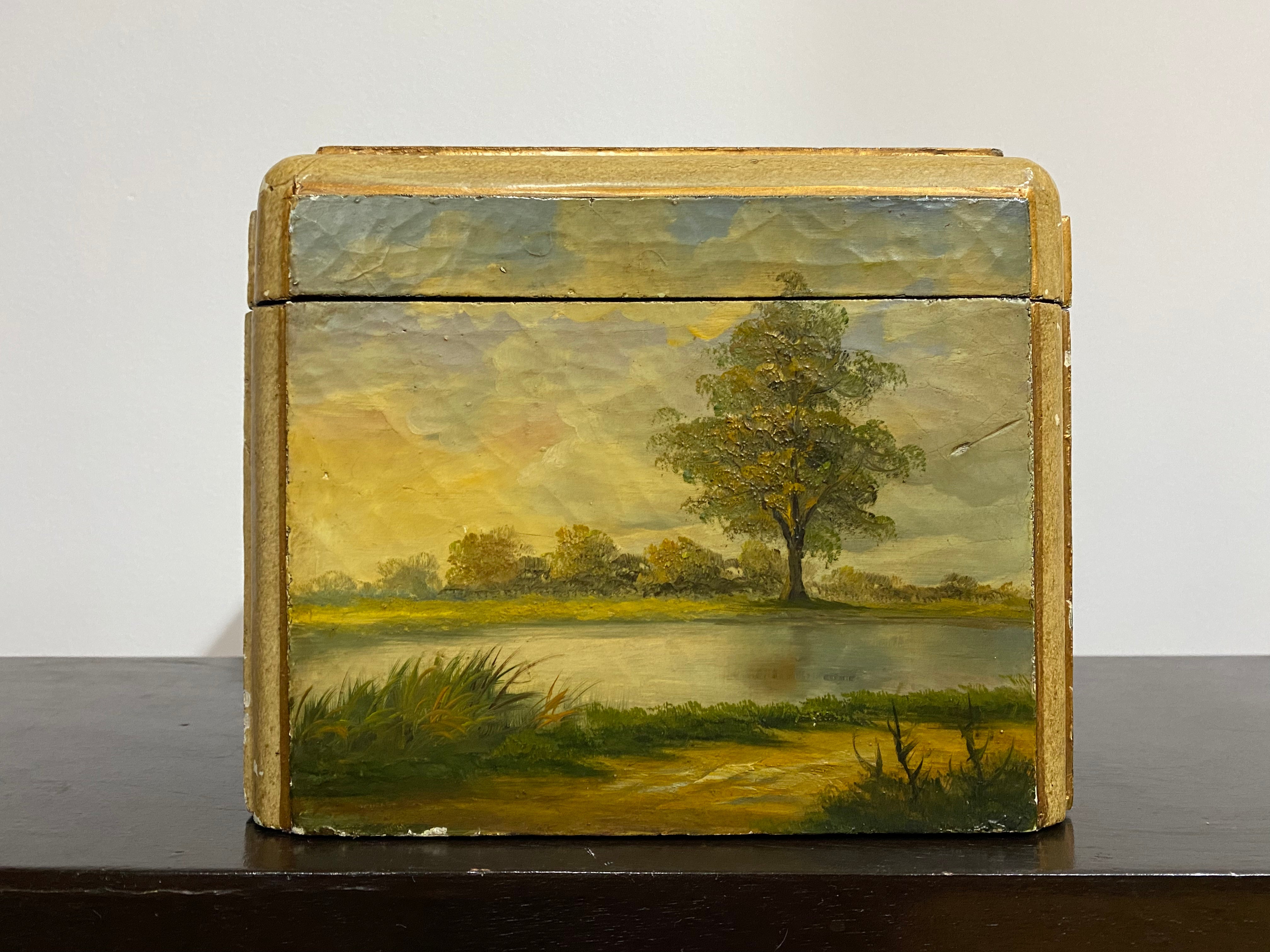 wood box, hand-painted, made in USA 1940s
